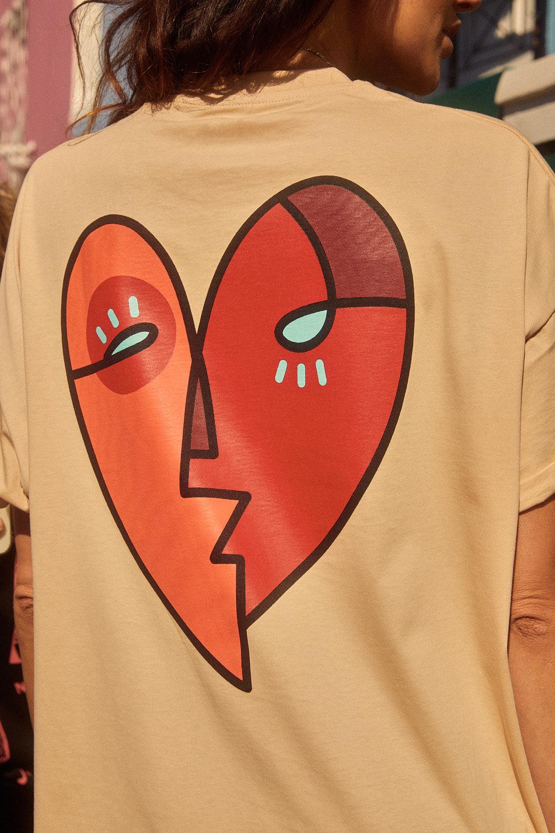 Heart Oversized Tee Chamois