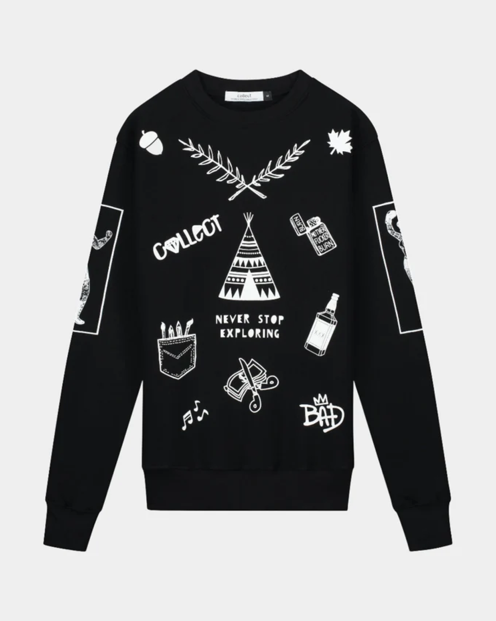 Never Stop Exploring Sweater Black